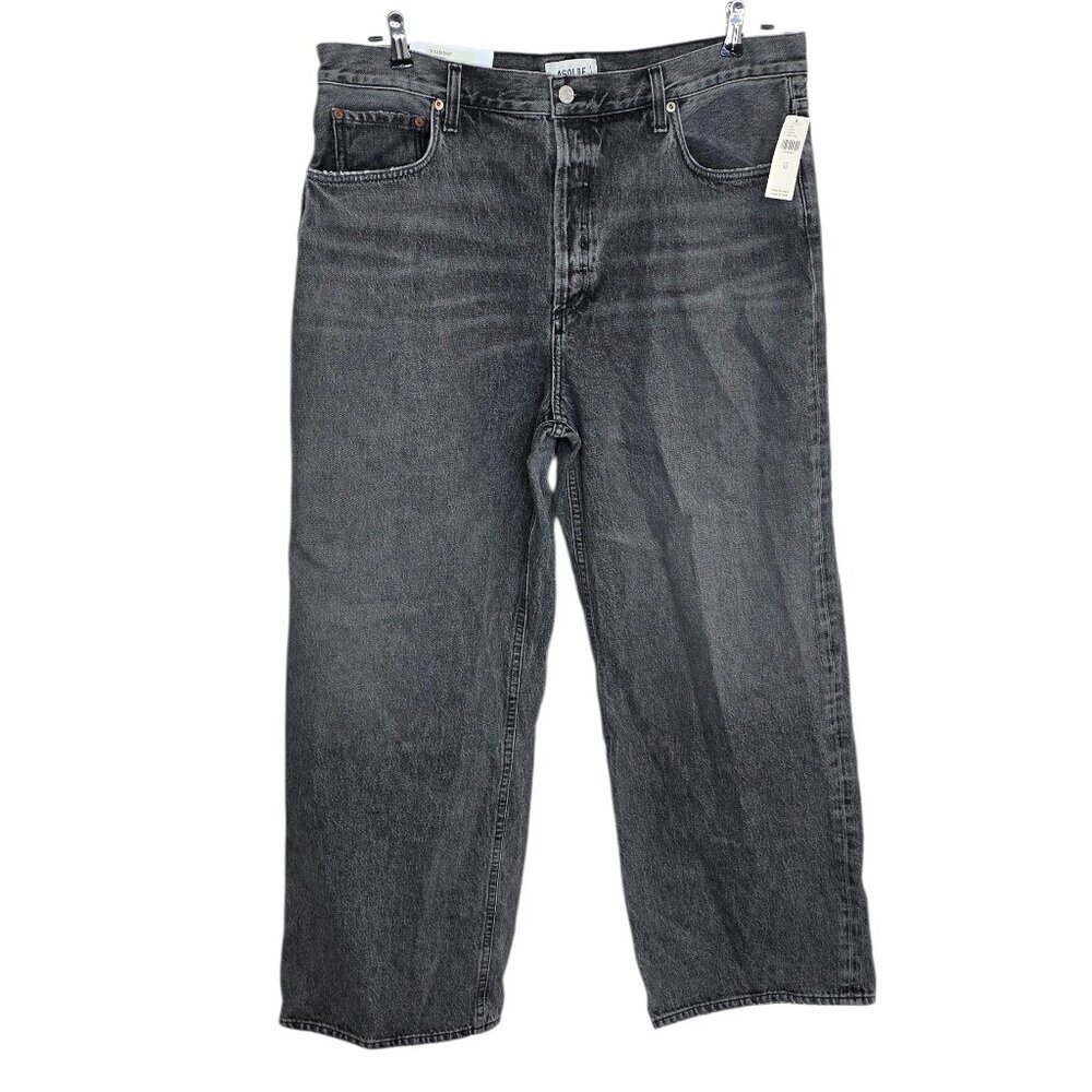 AGOLDE Low-Slung Baggy Jeans, Spirit, Cotton, Button Fly, Low Rise, Straight, 33